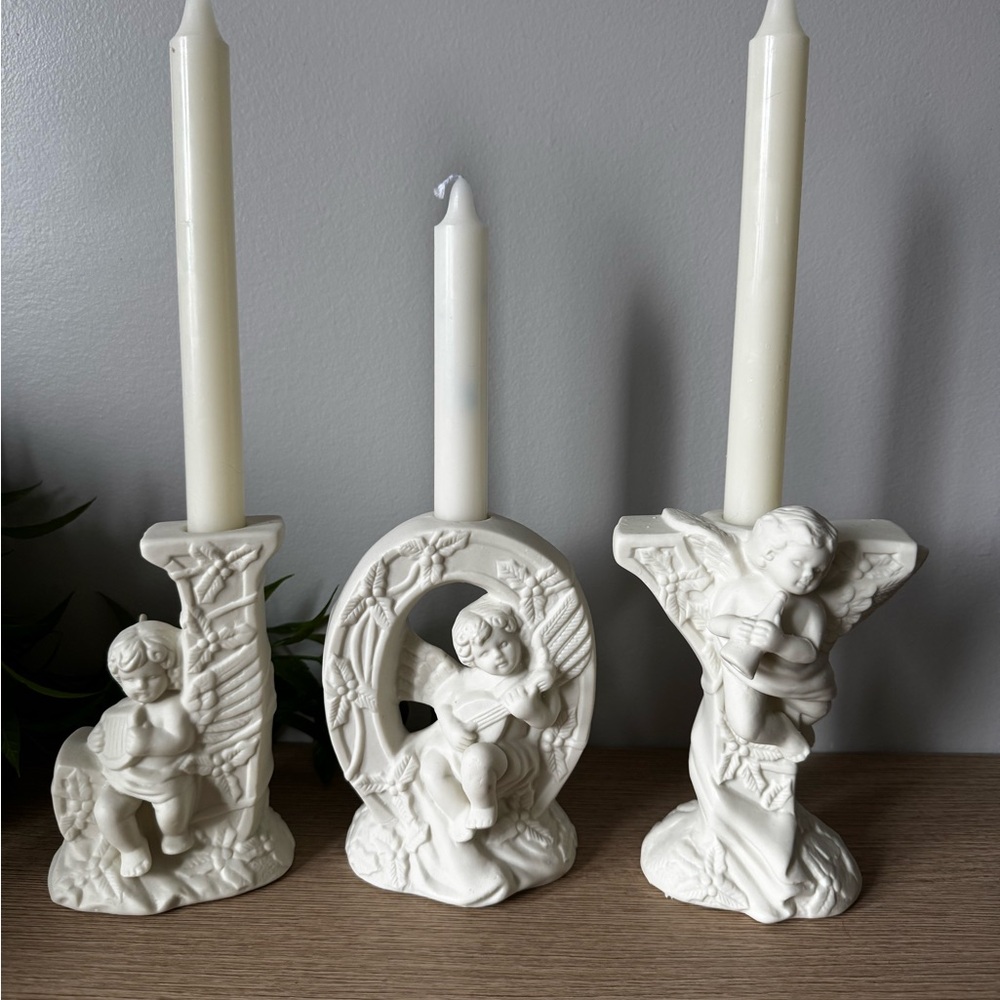 Angel Candle Holder Set - Cream